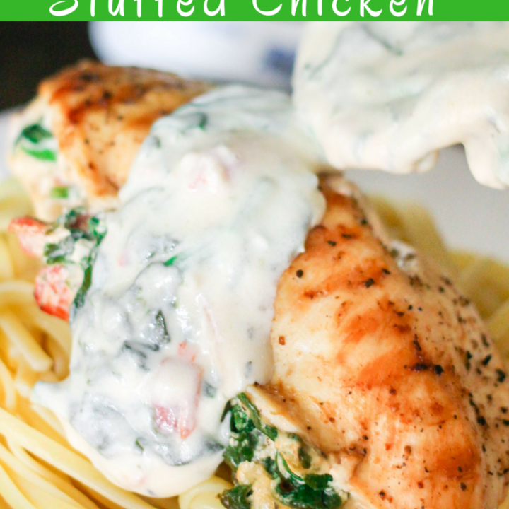 Creamy Stuffed Chicken (Spinach & Roasted Red Peppers) • Domestic Superhero