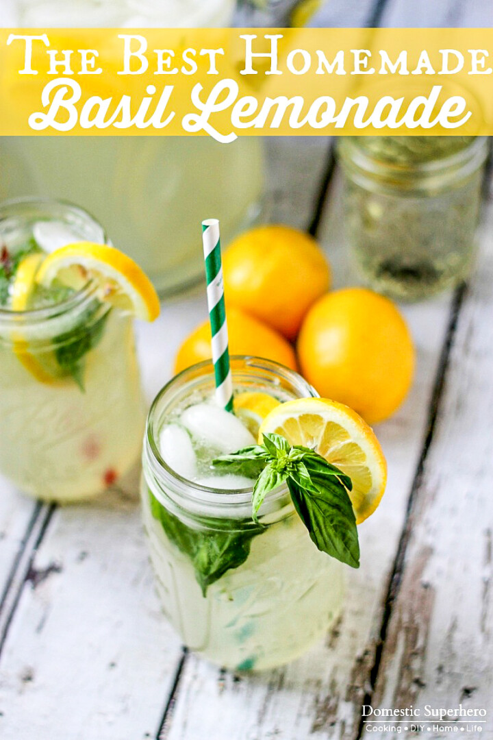 Homemade Basil Lemonade • Domestic Superhero