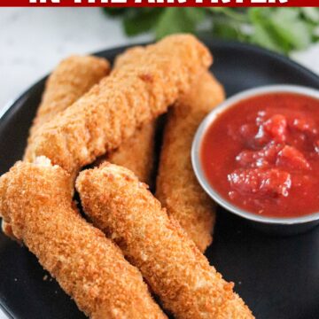 Air Fryer Frozen Mozzarella Sticks • Domestic Superhero