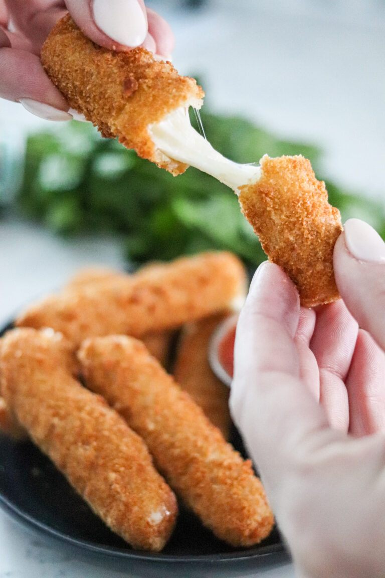 Air Fryer Frozen Mozzarella Sticks • Domestic Superhero